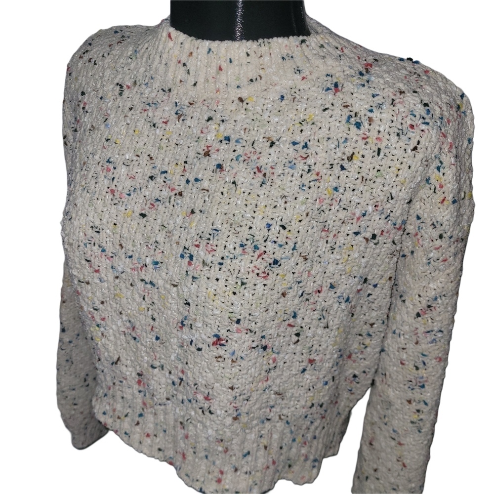 Hyfve Cream Confetti Speckled Knit Cropped Sweater Small - Picture 3 of 7
